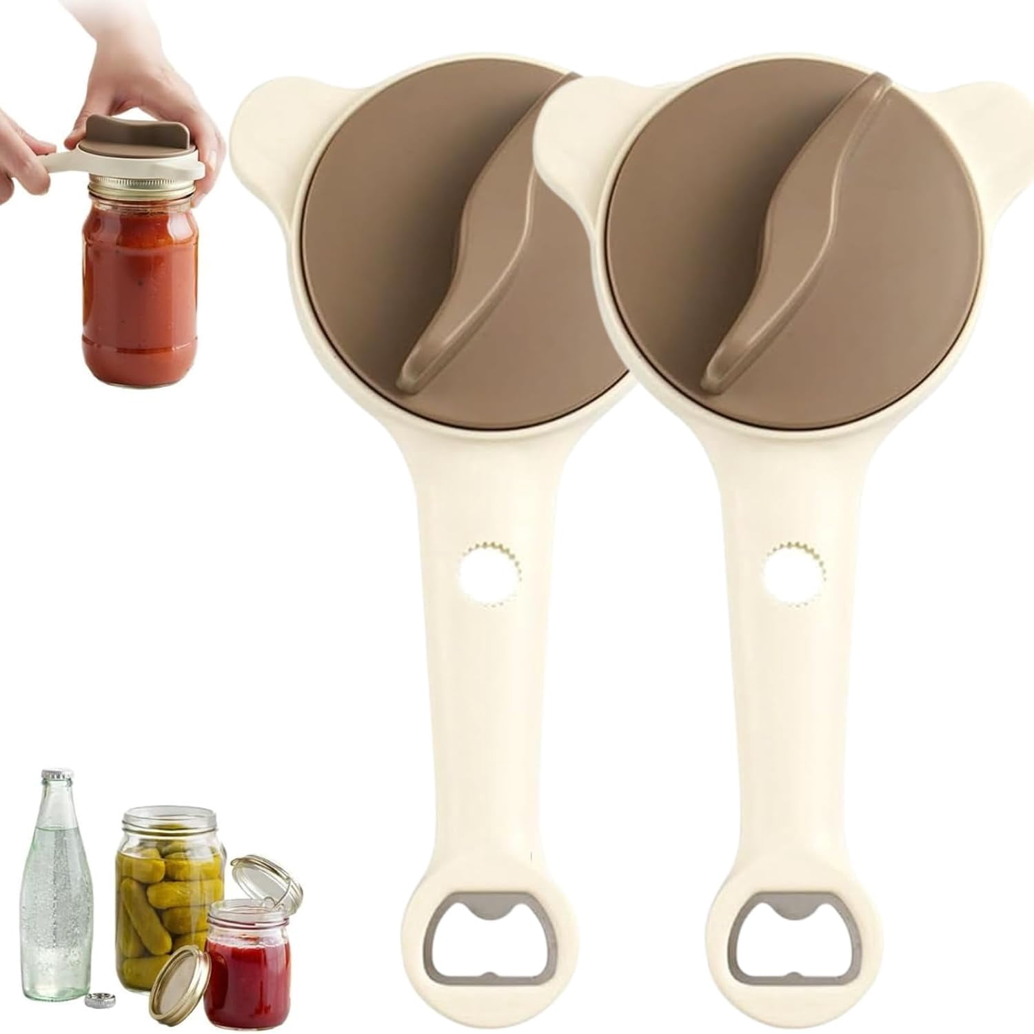 4 In 1 Multi-Purpose Jar Opener, 2026 Adjustable Stainless Steel Lid Opener with Non-Slip Long Handle for Jars Bottles Cans