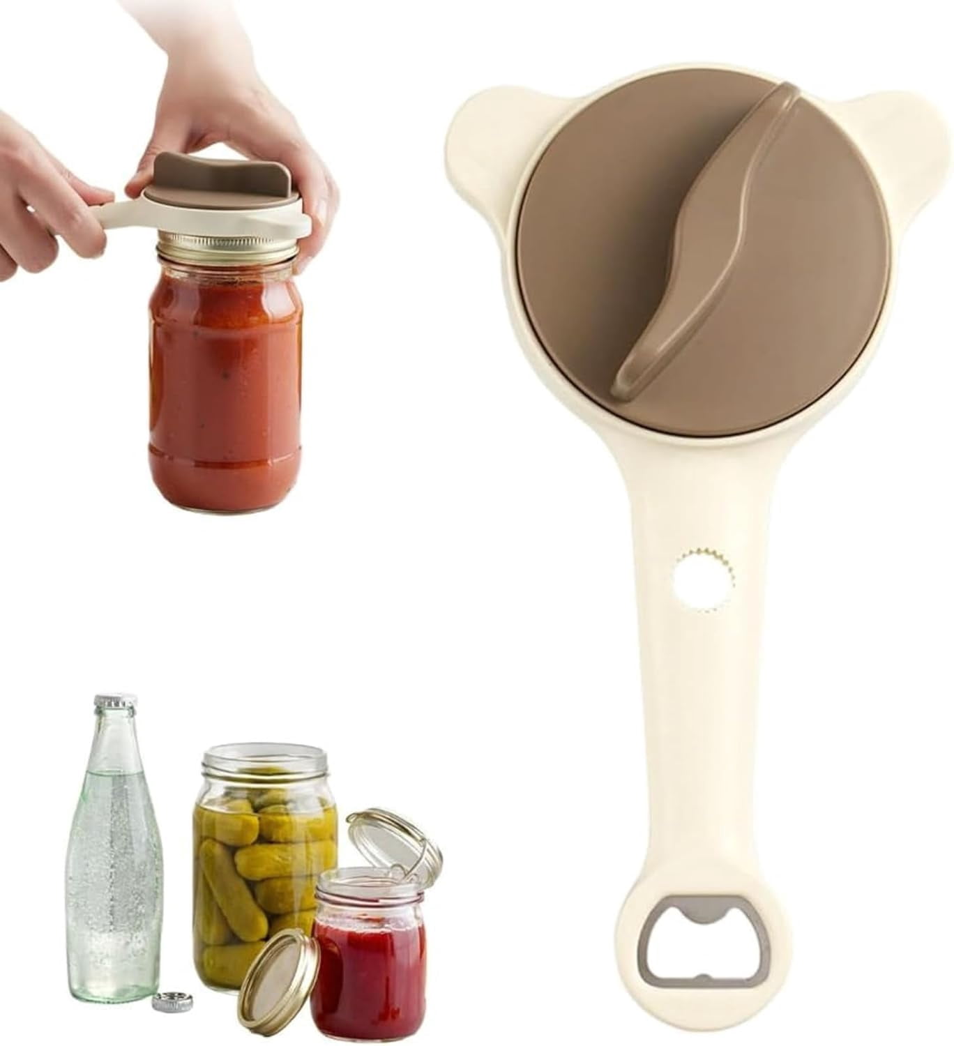 4 In 1 Multi-Purpose Jar Opener, 2026 Adjustable Stainless Steel Lid Opener with Non-Slip Long Handle for Jars Bottles Cans