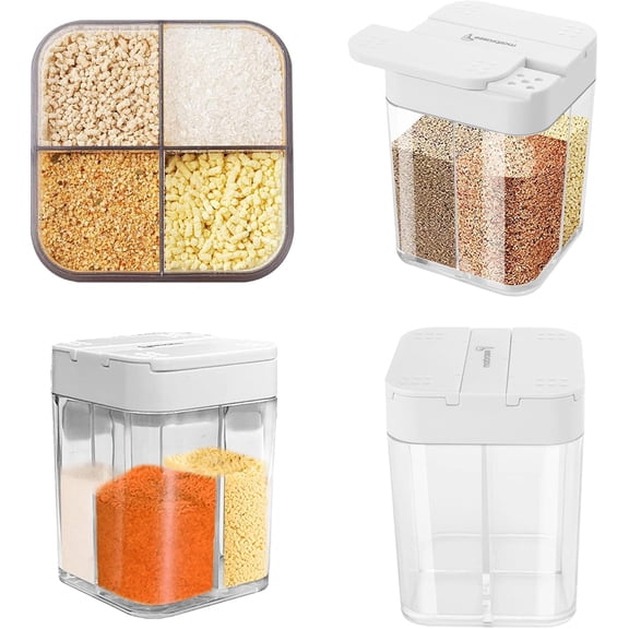 4 In 1 Multifunctional Seasoning Shaker, Portable Snack Storage With Detachable Partitions For Outdoor Camping And Kitchen Cooking