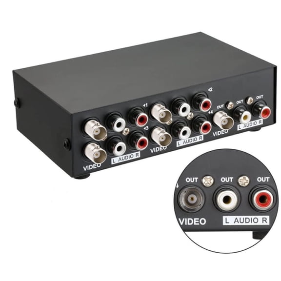 4 In 1 Out Composite BNC RCA Video Audio Switch