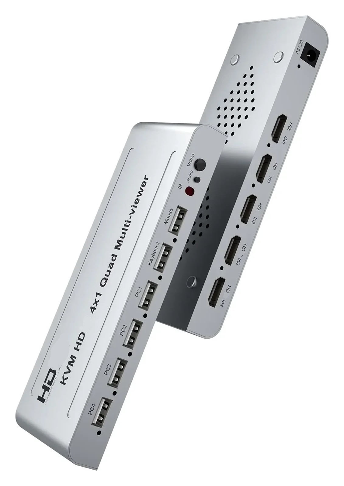 4-In 1-Out Quad HD Video Viewer, Smart KVM Hub for Mouse & Keyboard