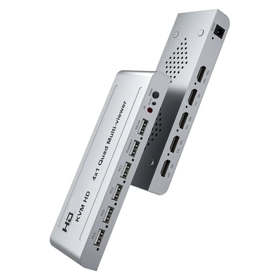 4-In 1-Out Quad HD Video Viewer, Smart KVM Hub for Mouse & Keyboard