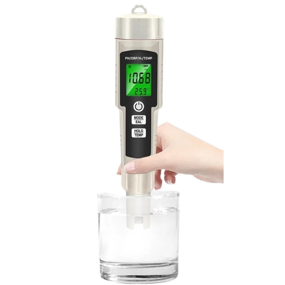 4 In 1 PH Meter Hydrogen Enriched Tester Backlight ORP H2 TEMP Portable Test Pen Water Quality Detector For Pool Aquarium ,Accurate and Reliable