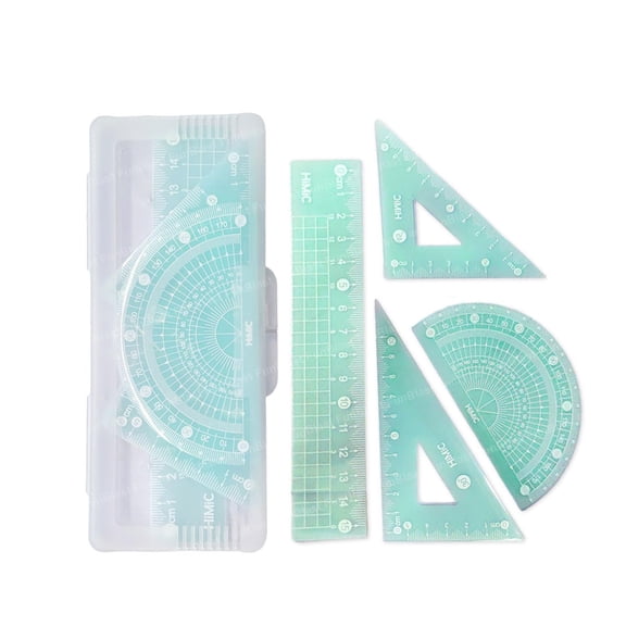 4 In 1 Protractor & Ruler Set Square, Square Rulers, School Geometry, Math Protractor | Pack Of 4