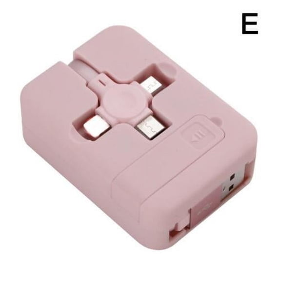 4 In 1 Retractable USB Charger Data Cable W/ Phone Type C Micro USB Cable Stand