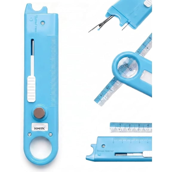 4 In 1 Sewing Threader Tool Magnifying Magnetic Seam Ripper Accessory (Blue)