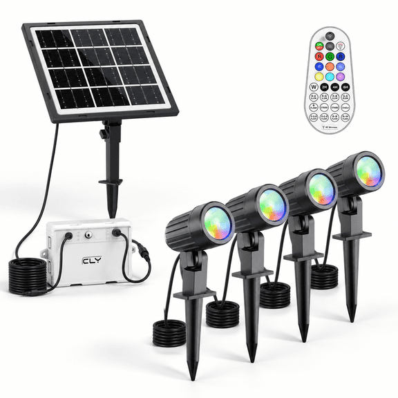 4 In 1 Solar Spot Light Outdoor Color Changing Rgb Landscape Spotlights