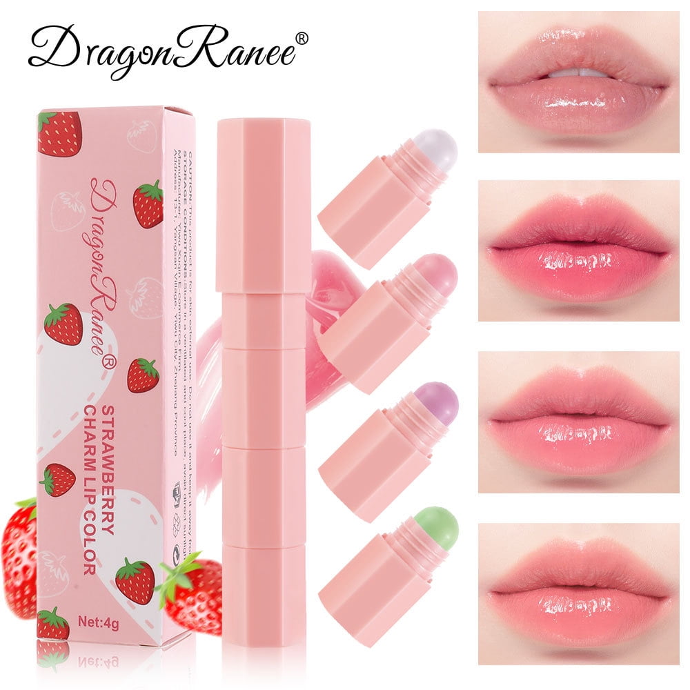 4 In 1 Strawberry Tinted Lip Balms Lip Color Changing Lipstick for