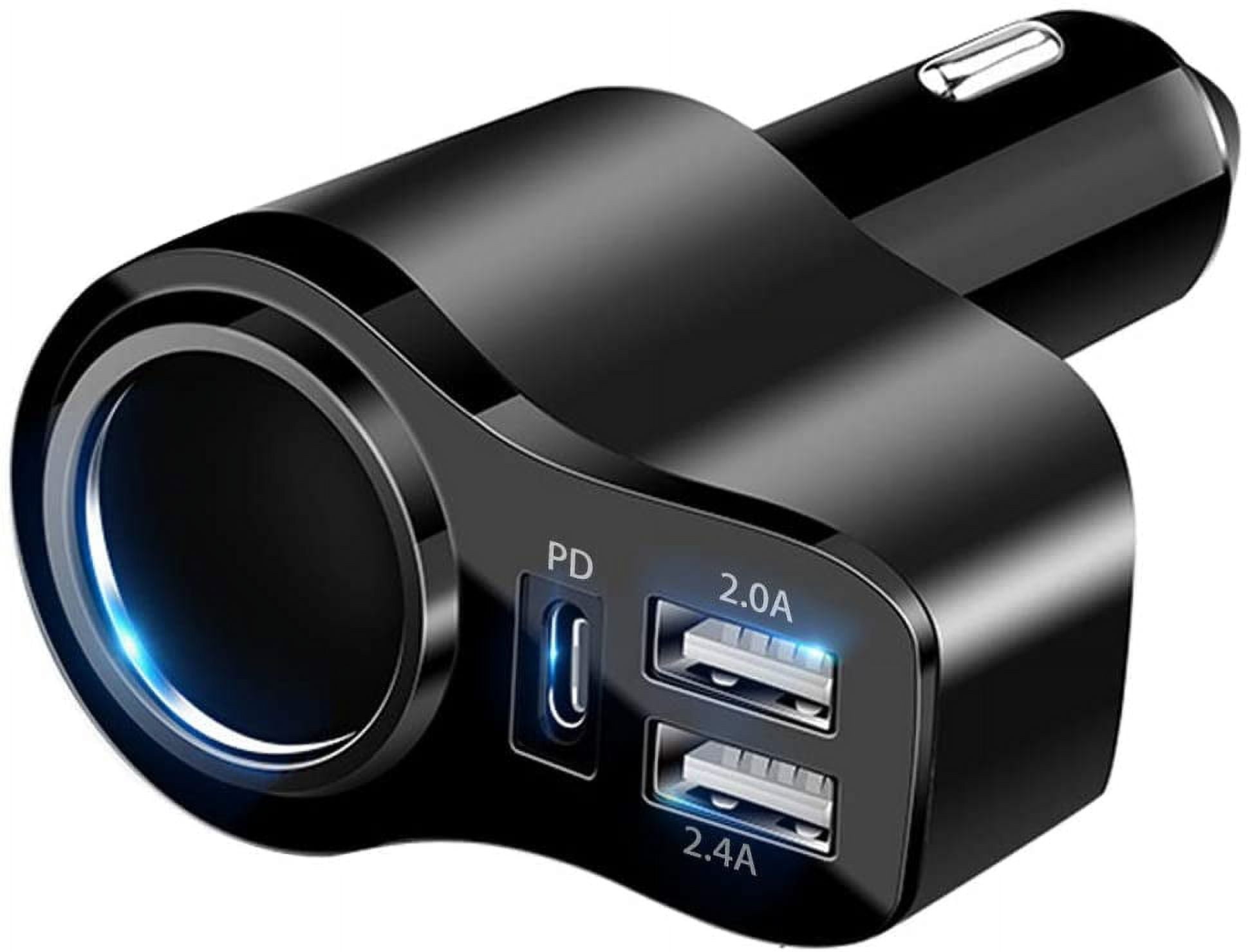 4 In 1 USB Car Charger, 36W Multi USB Cigarette Lighter Adapter, Socket ...