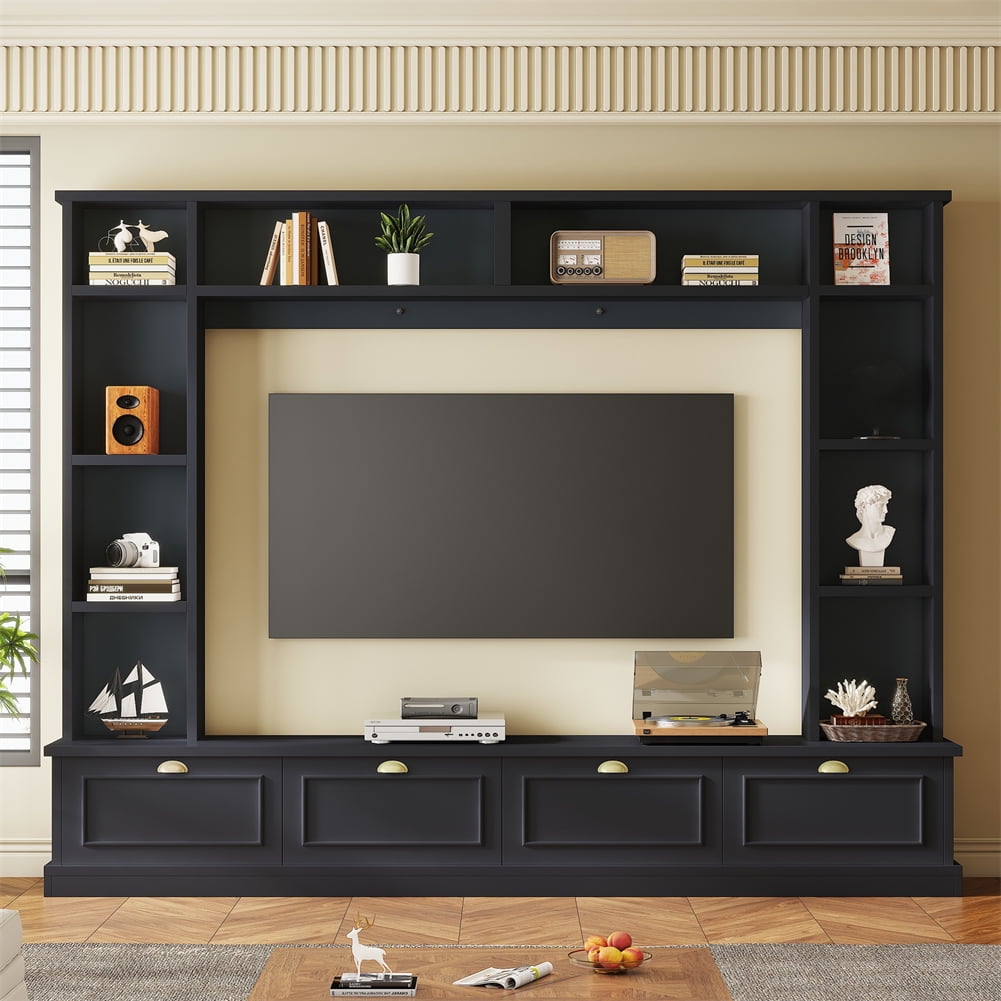 4 In 1 Wall Unit Entertainment Center for TVs Up To 78", Modern Large