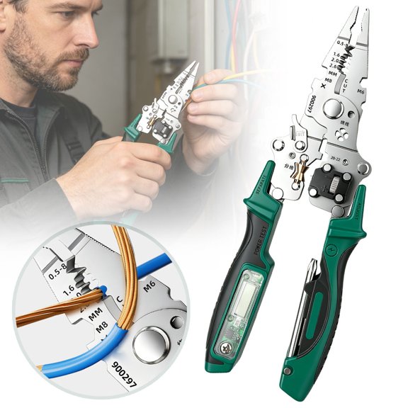 4-In-1 Wire Stripping and Testing Pliers - Multifunctional Cable Scissors with Voltage Tester and Digital Display, Voltage Tester Pliers for Home Use