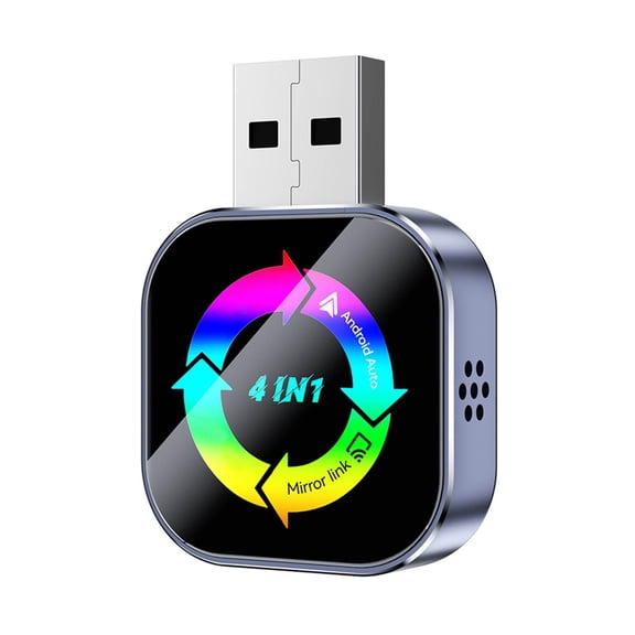 4 In 1 Wireless CarPlay Adapter with Screen Mirroring Seamless Android Auto Integration Plug Play USB Type C Audio Receiver