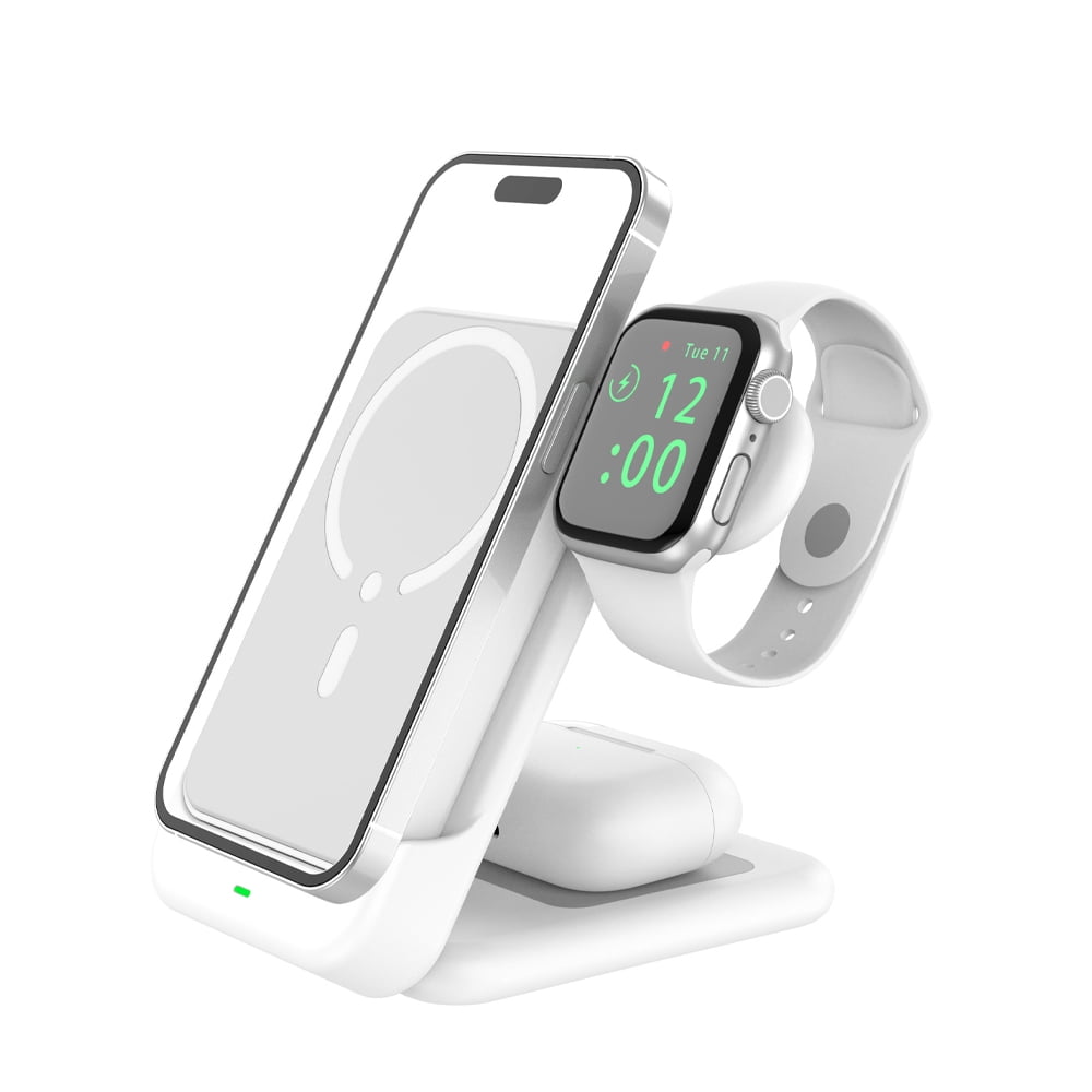 4 in 1 Wireless Charger & Power Bank for MagSafe Fast Charging Station Portable Battery for iPhone/i-Watch-White