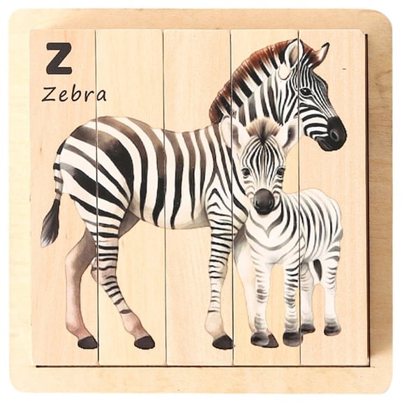 4 In 1 Wooden Animal Block Puzzle With 4 Sides Preschool Montessori Toys Gifts For Infants Promote Hand-Eye Coordination