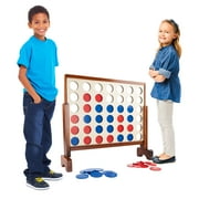4-In-A-Row--Giant Classic Wooden Game for Indoor and Outdoor Play--2 Player Strategy and Skill Fun Backyard Lawn Toy for Kids and Adults by Hey! Play!