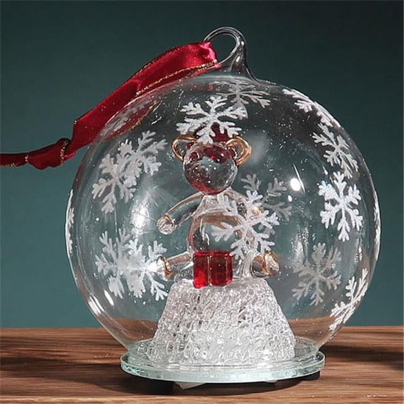 4 In. Dia. Light Up Glass Ornament - Bear With Present