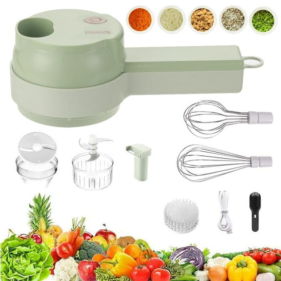 4 In1 Wireless Vegetable Processor Chop Whisk Clean Recharge, Smart Kitchen Appliances Chopper Vegetable Cutter Electric Slicer Ultimate Multi-Functional Small Hand Held Food Egg Onion Chopper