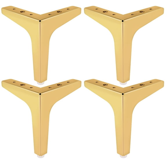 4 Inch / 10cm Metal Furniture Legs, Btowin VCF 4Pcs Gold Triangle Diamond Furniture Feet Modern Style Furniture Sofa Legs, DIY Heavy Duty Replacement Legs for Cabinet Sofa TV Stand Bookcase