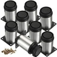 thumbnail image 1 of 4 Inch / 10cm Metal Furniture Legs, Btowin VCF 8Pcs Round Adjustable Stainless Steel Furniture Feet DIY Replacement Support Leg for Table Cabinet Kitchen TV Stand Desk, 1 of 7