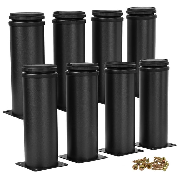 4 Inch / 10cm Metal Furniture Legs, Btowin VCF 8Pcs Round Adjustable Stainless Steel Furniture Feet DIY Replacement Support Leg for Table Cabinet Kitchen TV Stand Desk