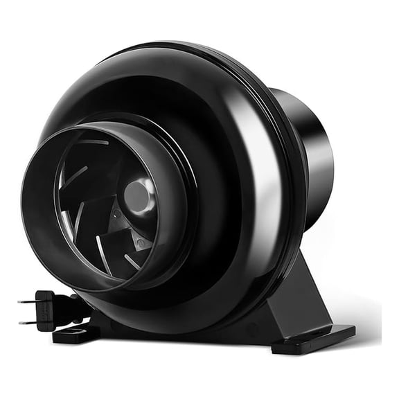 4 Inch 195 CFM Duct Inline Ventilation Fan Air Circulation Vent HVAC Exhaust Blower for Grow Tent, Greenhouses, Basements or Kitchens, Black