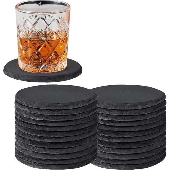 4 Inch 24 PCS Round Slate Drink Coasters for Laser Engraving