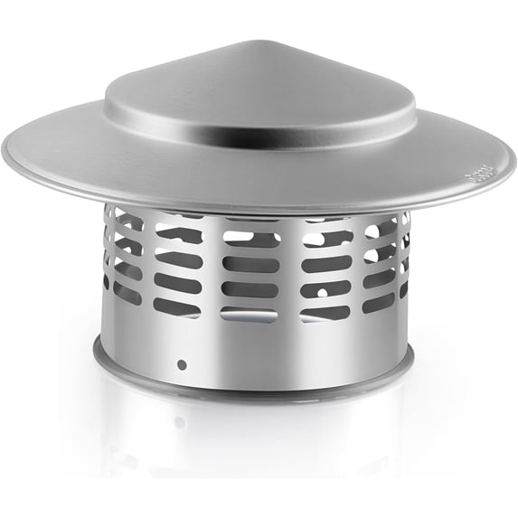 4 Inch 304 Stainless Steel Chimney Cap, Round Chimney Cover with Screen, Stove Pipe Topper for Exterior Fireplace Flue, Furnace Vent (Silver)
