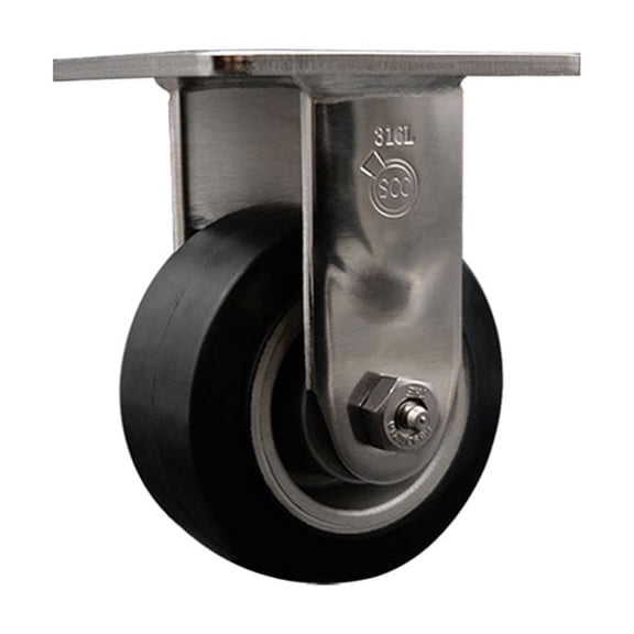 4 Inch 316 Stainless Rubber on Aluminum Wheel Rigid Caster with Roller Bearing