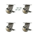 thumbnail image 1 of 4 Inch 316 Stainless Steel Nylon Caster Set w/Roller Bearings& Brake/Swivel Lock, 1 of 2