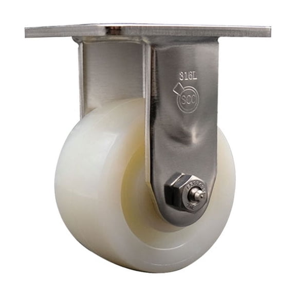 4 Inch 316 Stainless Steel Nylon Wheel Rigid Caster with Roller Bearing SCC