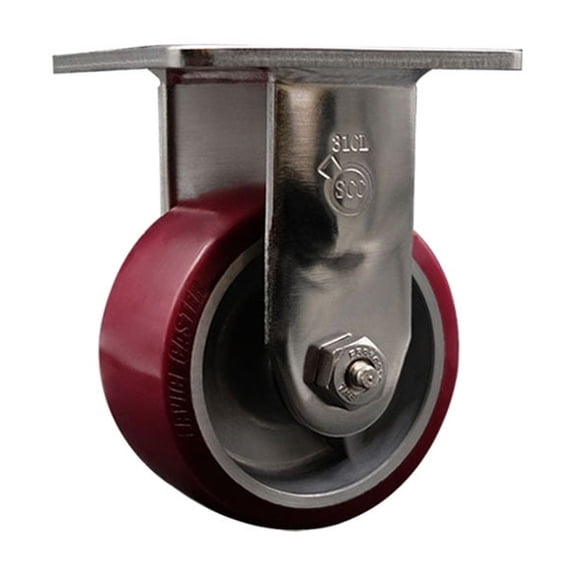 4 Inch 316 Stainless Steel Poly on Aluminum Wheel Rigid Caster w/Roller Bearing