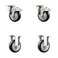 thumbnail image 1 of 4 Inch 316SS Black Polyurethane Swivel Top Plate Caster Set 2 Lock Brake 2 Rigid, 1 of 2