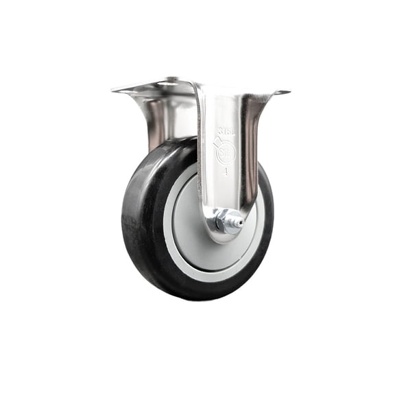 4 Inch 316SS Black Polyurethane Wheel Rigid Top Plate Caster Service Caster