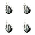 thumbnail image 1 of 4 Inch 316SS Black Polyurethane Wheel Swivel 10mm Threaded Stem Caster Set, 1 of 2