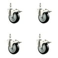 thumbnail image 1 of 4 Inch 316SS Black Polyurethane Wheel Swivel 12mm Stem Caster Set Lock Brake, 1 of 2