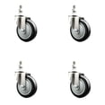 thumbnail image 1 of 4 Inch 316SS Black Polyurethane Wheel Swivel ½ Inch Threaded Stem Caster Set SCC, 1 of 2