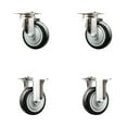 thumbnail image 1 of 4 Inch 316SS Black Polyurethane Wheel Swivel Top Plate Caster Set 2 Rigid SCC, 1 of 2