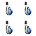 thumbnail image 1 of 4 Inch 316SS Blue Polyurethane Swivel 1-7/8 Inch Expanding Stem Caster Set SCC, 1 of 2