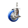 thumbnail image 1 of 4 Inch 316SS Blue Polyurethane Swivel 12mm Threaded Stem Caster with Brake, 1 of 2
