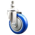 thumbnail image 1 of 4 Inch 316SS Blue Polyurethane Wheel Swivel 10mm Threaded Stem Caster SCC, 1 of 2