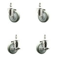 thumbnail image 1 of 4 Inch 316SS Gray Polyurethane Swivel 12mm Threaded Stem Caster Set 2 Brake, 1 of 2
