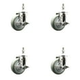 thumbnail image 1 of 4 Inch 316SS Gray Polyurethane Swivel 3/8 Inch Threaded Stem Caster Set Brake, 1 of 2