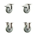 thumbnail image 1 of 4 Inch 316SS Gray Polyurethane Swivel Top Plate Caster Set 2 Lock Brake 2 Rigid, 1 of 2