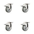 thumbnail image 1 of 4 Inch 316SS Gray Polyurethane Swivel Top Plate Caster Set Total Lock Brake SCC, 1 of 2
