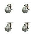 thumbnail image 1 of 4 Inch 316SS Gray Polyurethane Wheel Swivel Top Plate Caster Set with Brake SCC, 1 of 2