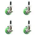 thumbnail image 1 of 4 Inch 316SS Green Poly Swivel 1-1/8 Inch Expanding Stem Caster Set Brake SCC, 1 of 2