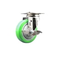 thumbnail image 1 of 4 Inch 316SS Green Polyurethane Wheel Swivel Top Plate Caster with Brake SCC, 1 of 2