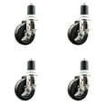 thumbnail image 1 of 4 Inch 316SS Hard Rubber Swivel 1-3/4 Inch Expanding Stem Caster Set Brake SCC, 1 of 2