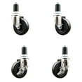 thumbnail image 1 of 4 Inch 316SS Hard Rubber Swivel 1-5/8 Inch Expanding Stem Caster Set 2 Brake SCC, 1 of 2