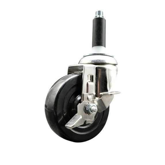 4 Inch 316SS Hard Rubber Swivel 3/4 Inch Expanding Stem Caster with Brake SCC
